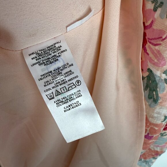 LOFT Floral Flutter Flounce Dress in Pink Champagne Size Small S EUC - Picture 8 of 11